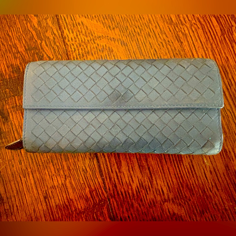 BOTTEGA VENETA SKY BLUE BIFOLD WALLET